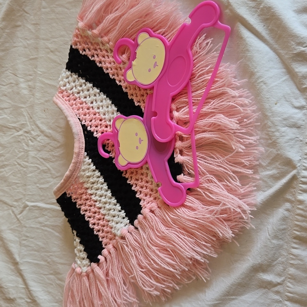 Build A Bear Pink Black & White Poncho Plus 2 Hangers
